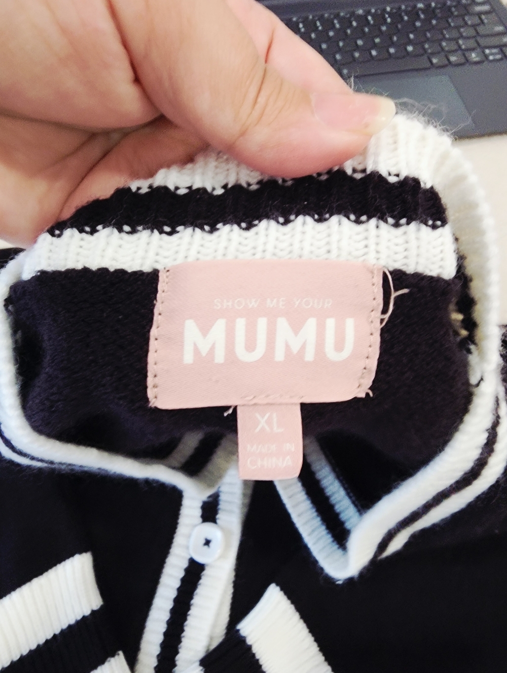 Show Me Your Mumu Lambert Cardigan | Black Varsity Stripe Knit XL - Picture 6 of 17